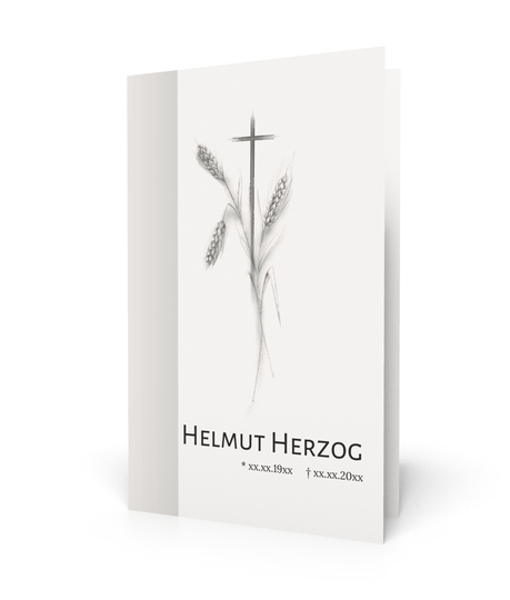 Trauerkarte und Danksagung Kreuz und Ähren - Hoch-Doppelkarte-0